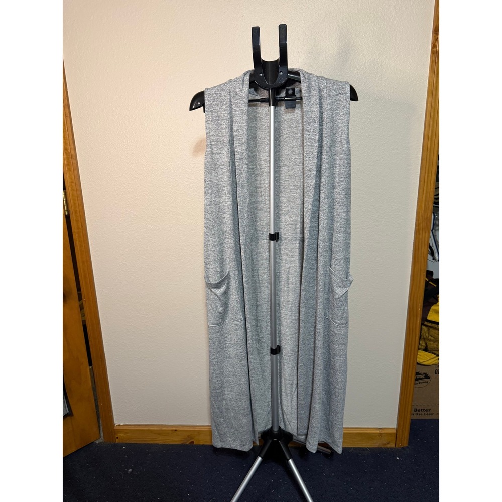 Banana Republic Womens Gray Heathered Longline Sleeveless Duster Cardigan Vest M